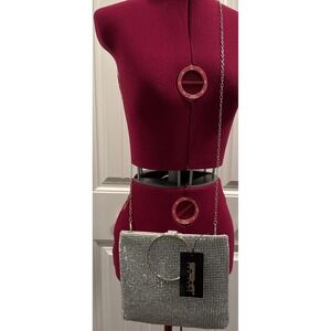 SASHA New York Women's Silver Stud‎ Sparkle Evening Crossbody Handbag Purse